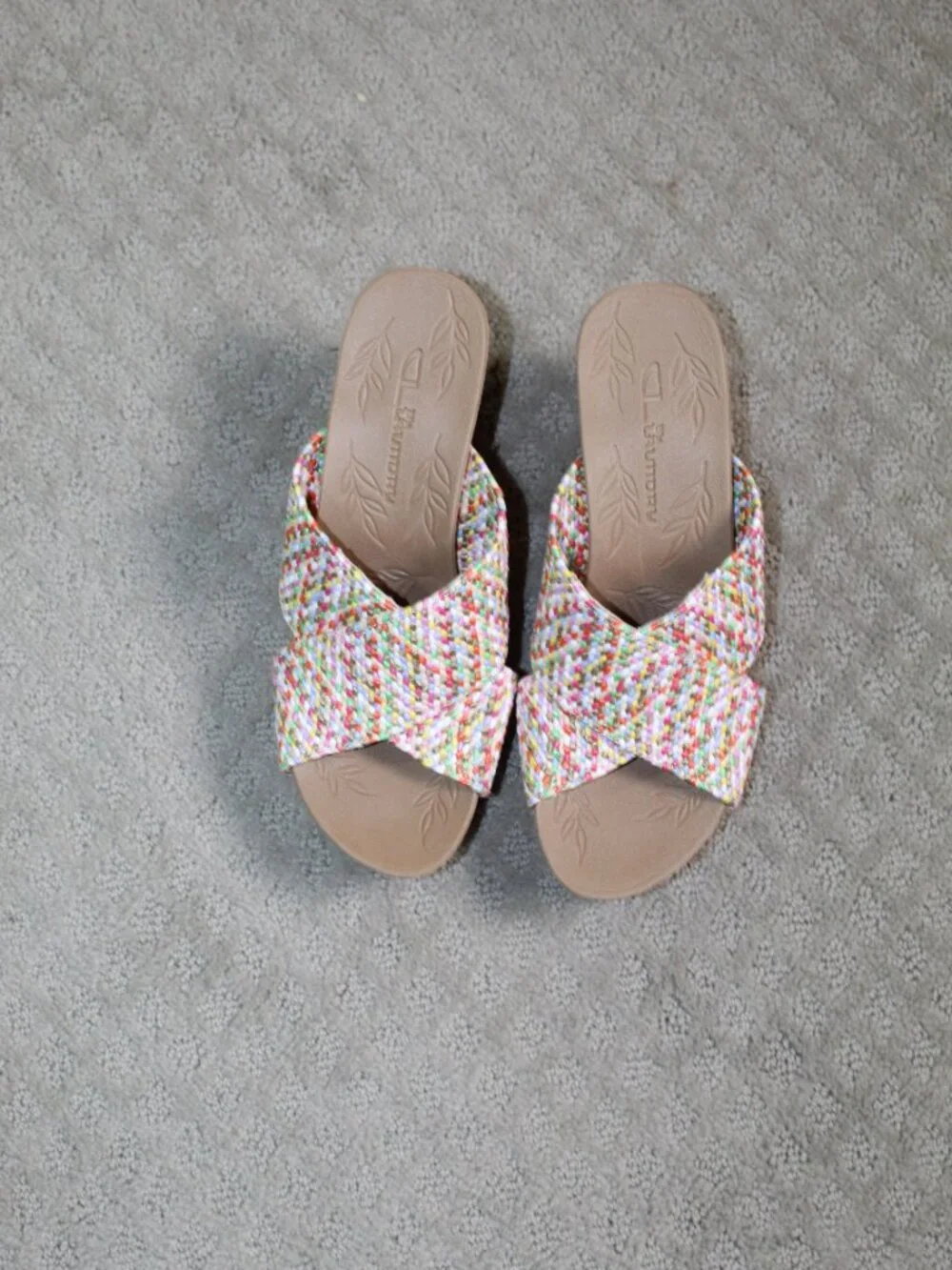 CL by Laundry Size 8 Woven Multi-Color Crossover Cork Wedge Sandals